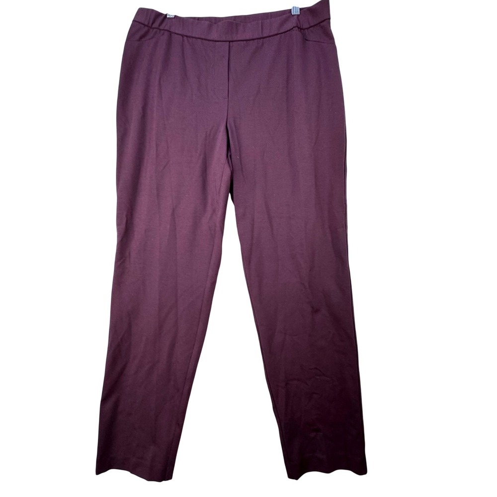 J.‎ Jill Ponte Slim Leg Pants Womens Large Burgundy Stretch Career Casual